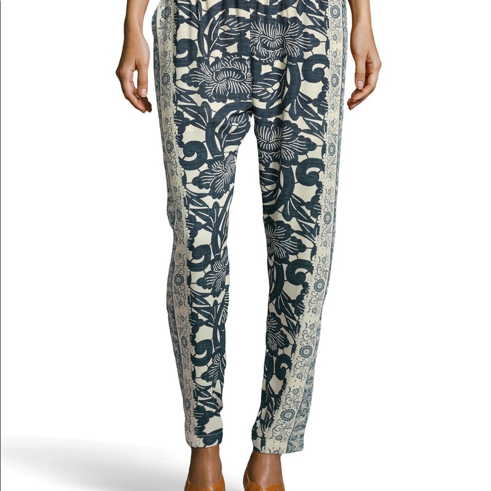 Greylin Jules Floral Print Charmeuse silk pants